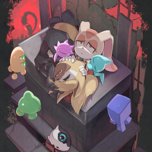 ソニックのクリームとウィスパーを描いたイラスト | An illustration of ream and Whisper from Sonic.